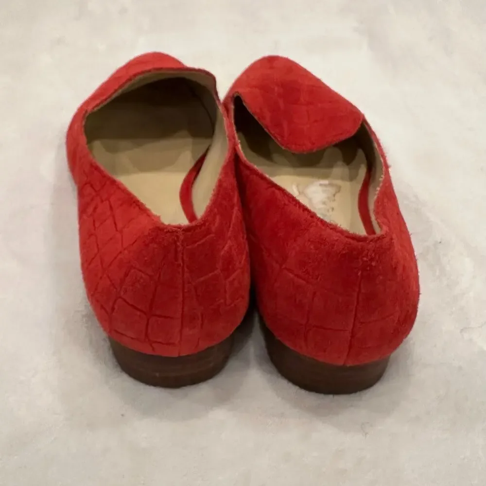 Vince Camuto Red Suede Shoes sz 7.5 VP Melley Pointed Toe Flats - Picture 6 of 7